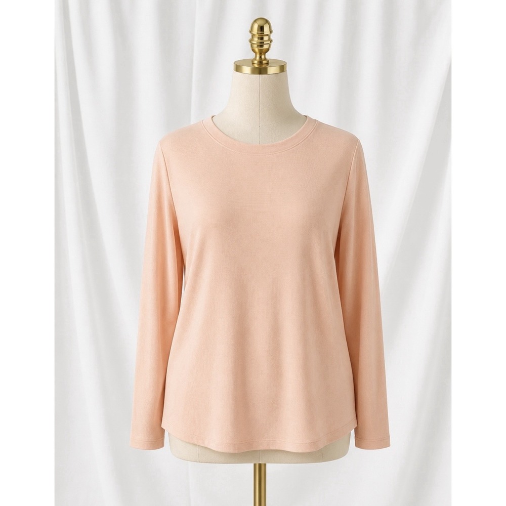 Denim & Co Essentials Soft Waffle Knit Popover Top Size 2x Peach